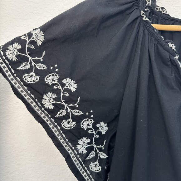 Old Navy Dress Womens‎ Large Black White Embroidered Short Sleeve Boho Peasant - Picture 3 of 12